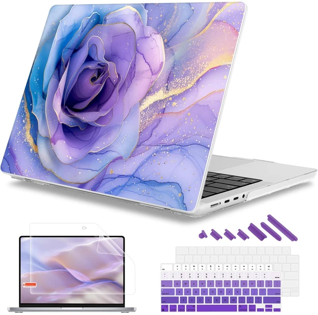 Main image of Mektron for 2026 MacBook Pro 14-inch M5 Case A3427 A3426 Fits 2025-2021 A3434 M4 A3112 A3401 A3185 M3 A2918 A2992 M2 A2779 M1 A2442 Pro/Max, Printed Plastic Hard Shell Laptop Cover, Rose Marble