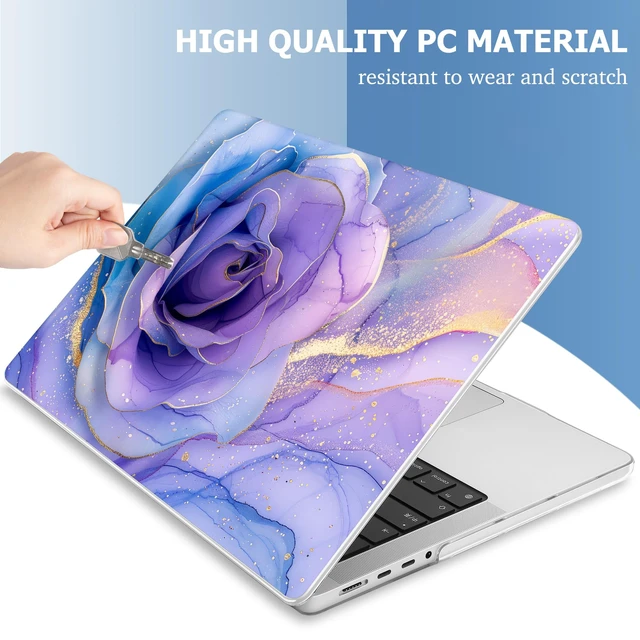 Alt view image 4 of 5 - Mektron for 2026 MacBook Pro 14-inch M5 Case A3427 A3426 Fits 2025-2021 A3434 M4 A3112 A3401 A3185 M3 A2918 A2992 M2 A2779 M1 A2442 Pro/Max, Printed Plastic Hard Shell Laptop Cover, Rose Marble
