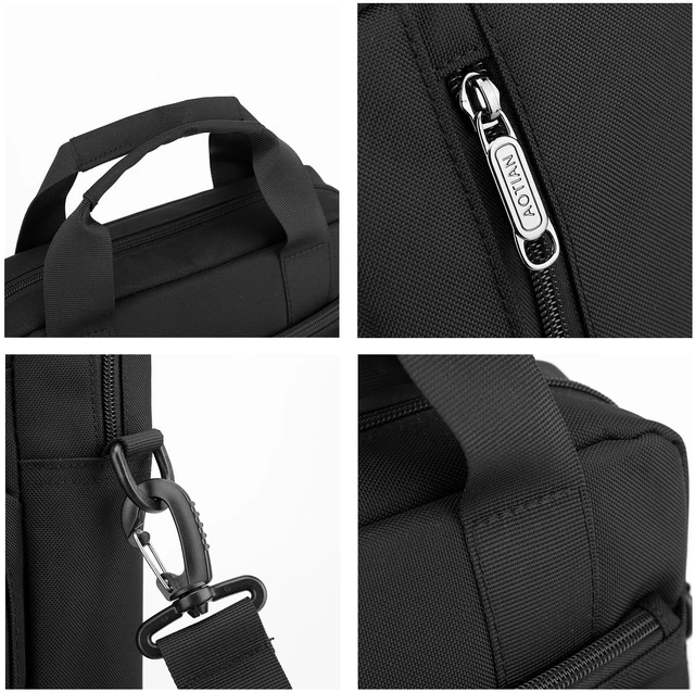 Alt view image 4 of 5 - Men's 13-inch Laptop Messenger Bag Oxford Large Shoulder Bag Business Waterproof Casual Black Crossbody Bag for Work Travel Outdoor