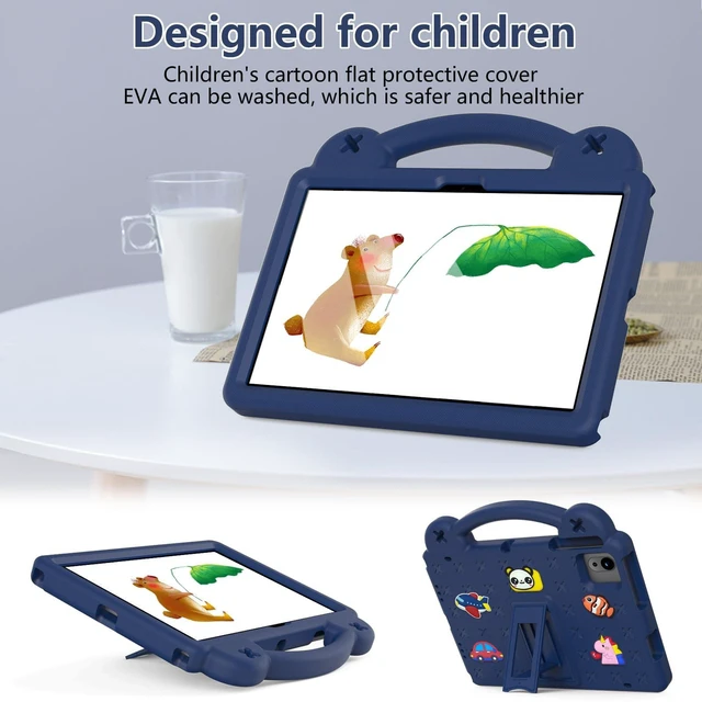 Alt view image 4 of 5 - YRH for Revvl Tab 2 Case 10.1 inch 2025, Kids EVA Tablet Cover with Strap Stand Handle, for Tmobile Revvl Tab 2 5G Case, Navy