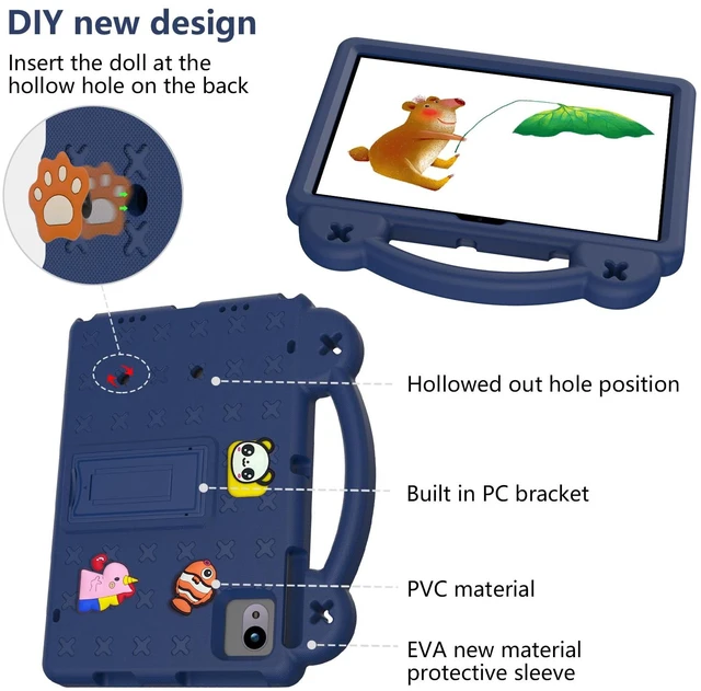 Alt view image 5 of 5 - YRH for Revvl Tab 2 Case 10.1 inch 2025, Kids EVA Tablet Cover with Strap Stand Handle, for Tmobile Revvl Tab 2 5G Case, Navy