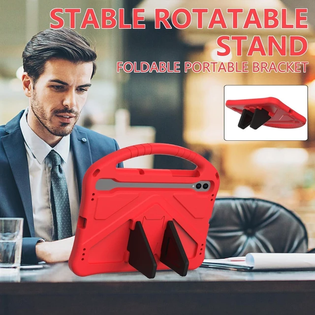 Alt view image 3 of 5 - YRH for Samsung Galaxy Tab S10 Lite/Tab S10 FE/Tab S9 FE (10.9-in.), Kids EVA Foam Child Tablet Case, Portable Hand Grip & Multi-Angle Stand Cover, Red