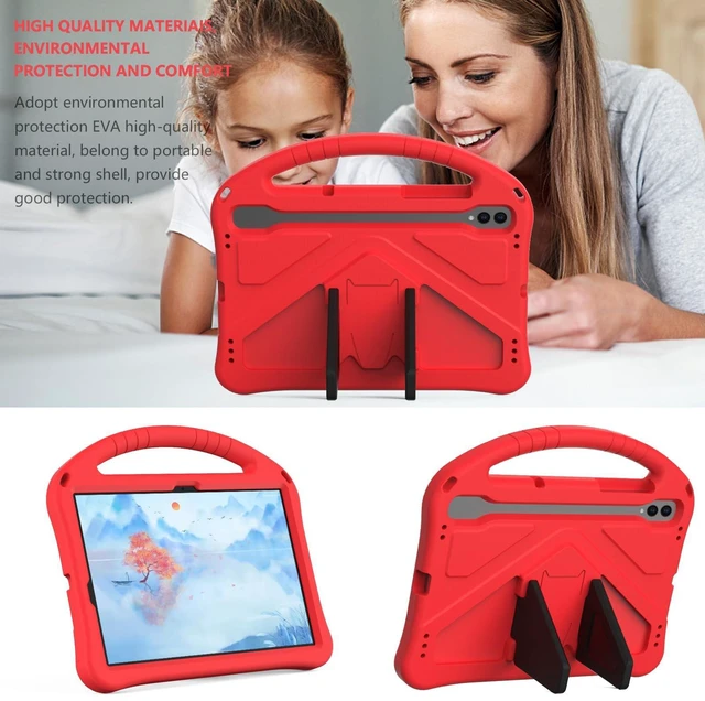 Alt view image 4 of 5 - YRH for Samsung Galaxy Tab S10 Lite/Tab S10 FE/Tab S9 FE (10.9-in.), Kids EVA Foam Child Tablet Case, Portable Hand Grip & Multi-Angle Stand Cover, Red