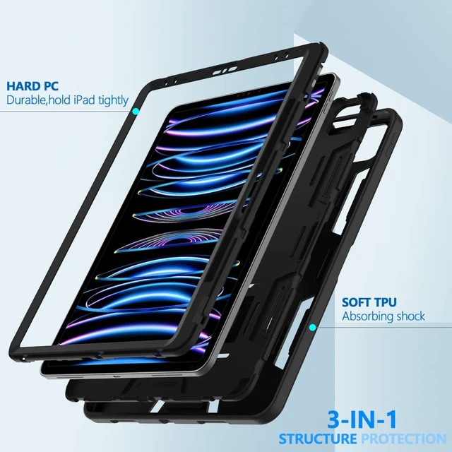 Alt view image 2 of 5 - Puxicu Case for iPad Pro 13 Inch M4 (2024 Model, 7th Generation), Heavy Duty Rugged Protective, Built-in Pencil Holder Cover for iPad Pro 13, Black
