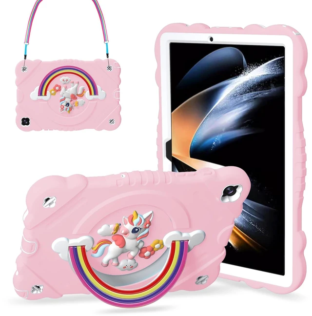 Main image of XZC Case for Samsung Galaxy Tab A11+ Plus/A9+ Plus 11 Inch Case Unicorn Heavy Duty Shockproof Protective Case with Stand/Shoulder Strap for Kids Girls Women (Pink)
