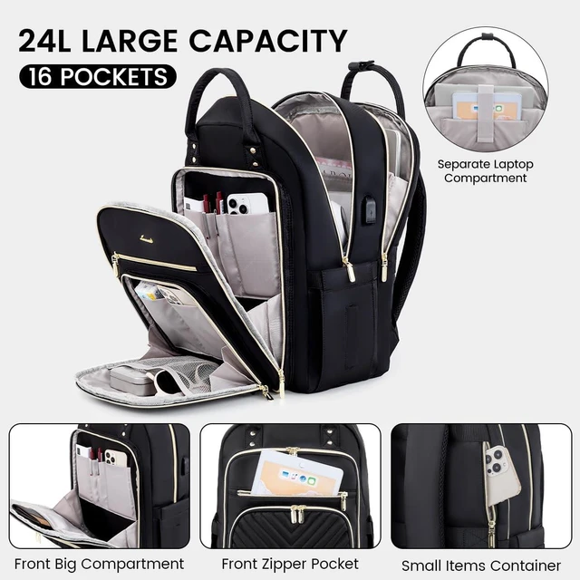 Alt view image 2 of 5 - LOVEVOOK Laptop Backpack for Women, Water Resistant Travel Work Backpacks Purse Stylish Business Teacher Nurse Computer Bag with USB Charging Port