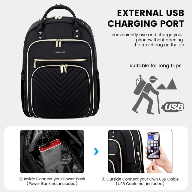 Alt view image 4 of 5 - LOVEVOOK Laptop Backpack for Women, Water Resistant Travel Work Backpacks Purse Stylish Business Teacher Nurse Computer Bag with USB Charging Port