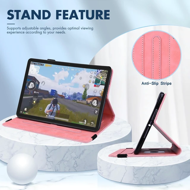 Alt view image 2 of 5 - Dteck for Fire Max 11 (13th Gen, 2023 Release) Embossed Flower Folio Case with Stand, Adjustable Viewing Angles, Card Slots, Elastic Pen Loop Holder, PU Leather Lightweight Slim Cover (Pink)
