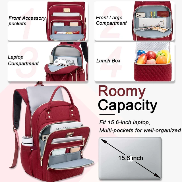 Alt view image 2 of 5 - Weitars Lunch Backpack for Women Insulated,15.6 Inch Laptop Backpack Cooler