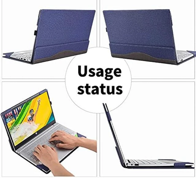 Alt view image 3 of 5 - XJchen 14-EB Case for HP EliteBook 725 820 830 G3 G4 ProBook x360 435 G7 G8 G9 G10 Chromebook 14ct-cd 14 Inch Cover Protective Skin Sleeve PU Leather Pouch (Blue)
