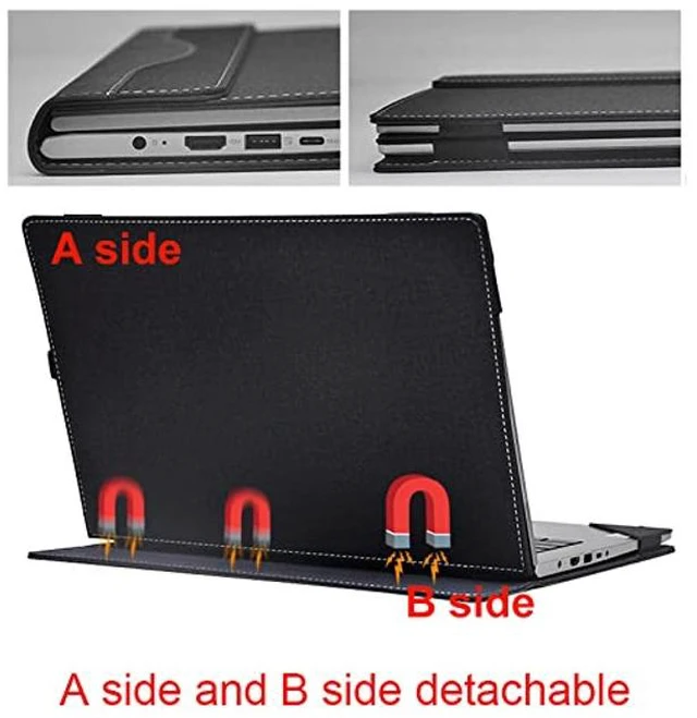 Alt view image 5 of 5 - XJchen 14-EB Case for HP EliteBook 725 820 830 G3 G4 ProBook x360 435 G7 G8 G9 G10 Chromebook 14ct-cd 14 Inch Cover Protective Skin Sleeve PU Leather Pouch (Blue)