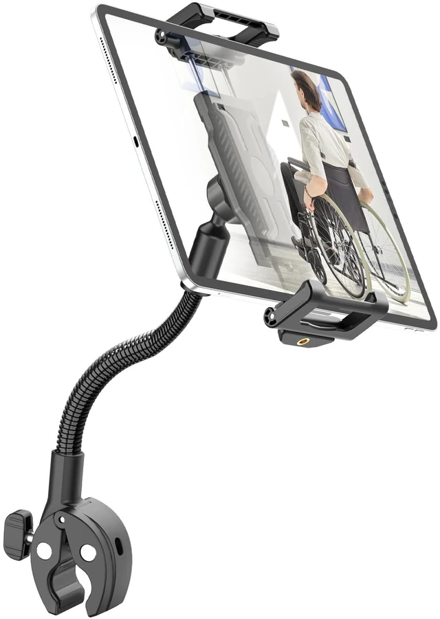 Main image of WISHCODE Gooseneck Wheelchair & Hospital Bed Tablet Mount, Fits 5.515.6"