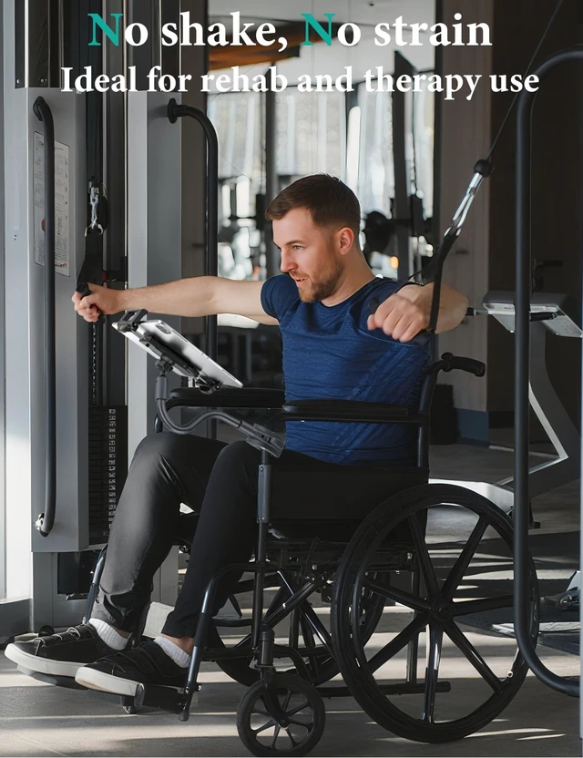 Alt view image 5 of 5 - WISHCODE Gooseneck Wheelchair & Hospital Bed Tablet Mount, Fits 5.515.6"
