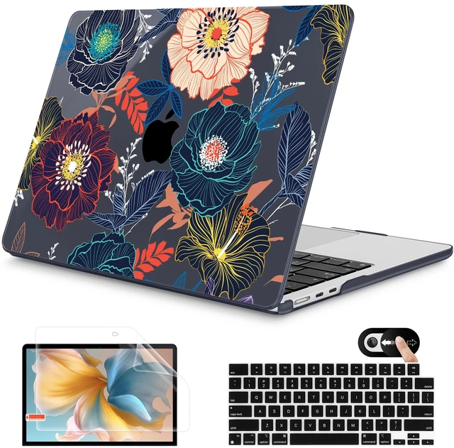 Main image of Mektron for 2026 MacBook Air 13-inch M5 Laptop Case A3449 with 13.6-inch Liquid Retina Display Fits 2025 A3240 M4 2024 A3113 M3 2023 A2681 M2 Printed Shell for MacBook Air 13.6", Dahlia Flowers