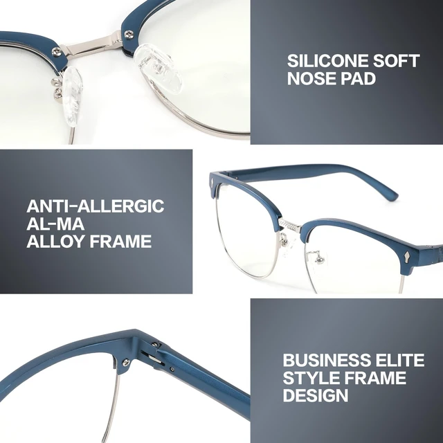 Alt view image 4 of 5 - BIRCEN Blue Light Blocking Glasses: Blocks Blue Light Metal Glasses for Men