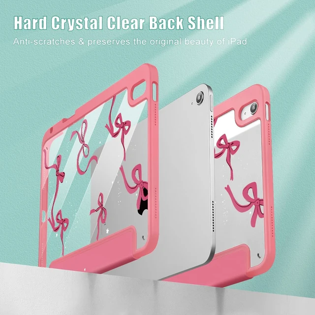 Alt view image 4 of 5 - May Chen for iPad (A16) 11th Generation Case 11 Inch 2025, iPad 10th Gen Case 2022 10.9 inch, Built-in Pencil Holder with Shockproof Cover Transparent Back Shell Auto Wake/Sleep, Watermelon red Bow