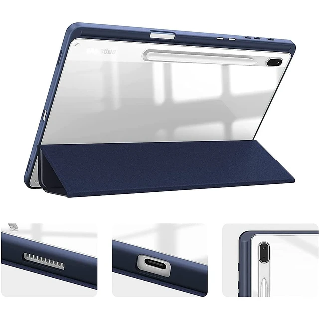 Alt view image 5 of 5 - SaharaCase Folio Case for use with Samsung Galaxy Tab S8 Ultra, Clear/Navy Blue (TB00224)