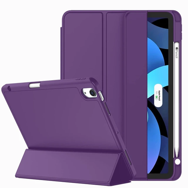 Main image of ZryXal iPad Air 11 Inch Case M4 2026/ M3 (2025)/ M2 (2024), iPad Air 5th (2022)/ 4th Generation (2020) 10.9 Inch - Smart Cover with Pencil Holder and Soft TPU Back, Auto Wake/Sleep(Dark Purple)