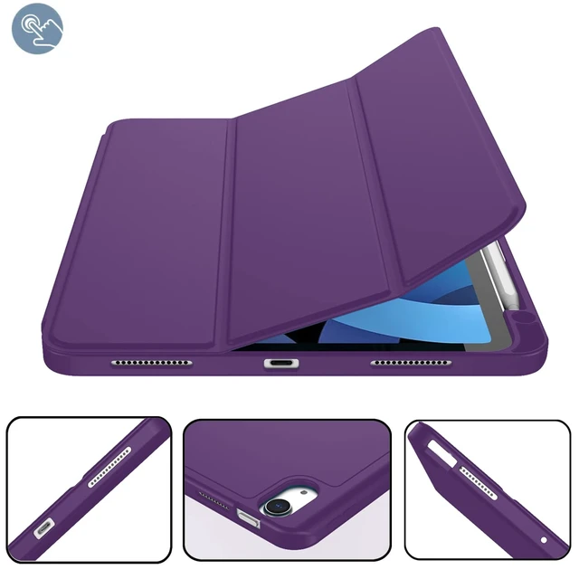 Alt view image 4 of 5 - ZryXal iPad Air 11 Inch Case M4 2026/ M3 (2025)/ M2 (2024), iPad Air 5th (2022)/ 4th Generation (2020) 10.9 Inch - Smart Cover with Pencil Holder and Soft TPU Back, Auto Wake/Sleep(Dark Purple)