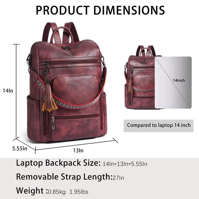 Alt view image 3 of 5 - Shrrie Vegan Leather Laptop Backpack for Women 15.6 inch Work Backpack Fashion Travel Backpack Purse for Business College