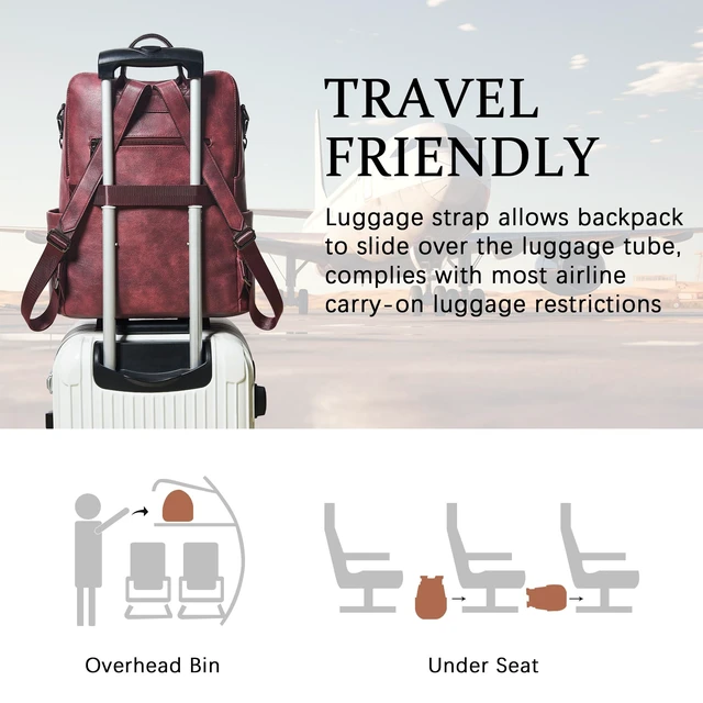 Alt view image 5 of 5 - Shrrie Vegan Leather Laptop Backpack for Women 15.6 inch Work Backpack Fashion Travel Backpack Purse for Business College