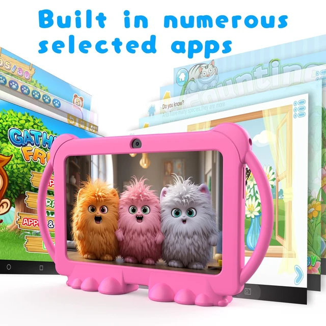 Alt view image 3 of 5 - Kids Tablet 7 inch for Girls Boy Android Tablets for Kids, 4GB RAM 32GB ROM Toddler Tablet, WIFI Bluetooth, Safety Eye IPS Screen, Parental Control, Dual Camera Shockproof Case for Educational Games