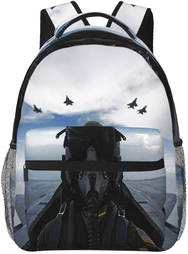 Main image of ZUIDSYI Airplane Aircraft Backpack Fighter Pilot Travel Laptop Backpacks Ruckasck Book Bags Plane School Bag for Boys Girls Kids Childrens Teenager