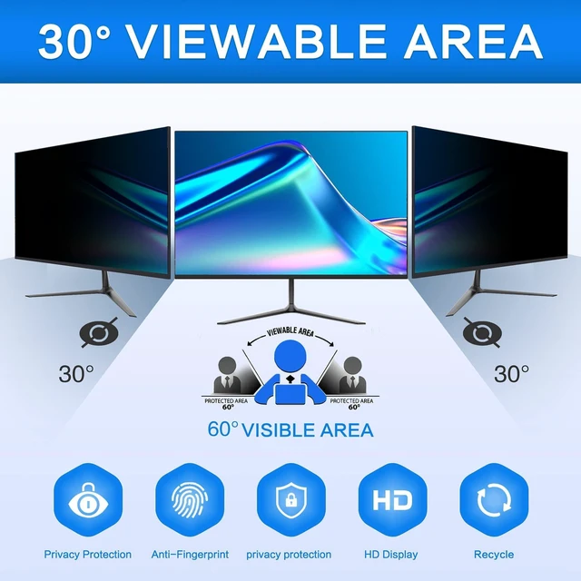 Alt view image 3 of 5 - ZOEGAA 23 Inch Computer Privacy Screen Filter for 16:9 Widescreen Computer Monitor 20.06"x11.3" - Computer Screen Privacy Shield and Anti Blue Light Anti Glare Protector