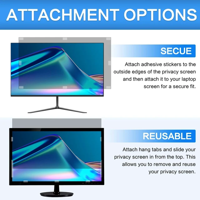 Alt view image 5 of 5 - ZOEGAA 23 Inch Computer Privacy Screen Filter for 16:9 Widescreen Computer Monitor 20.06"x11.3" - Computer Screen Privacy Shield and Anti Blue Light Anti Glare Protector