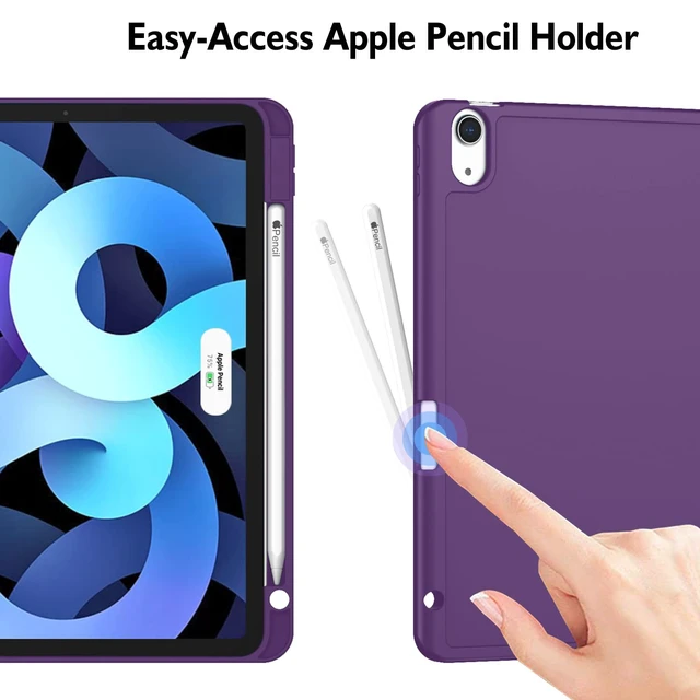 Alt view image 3 of 5 - ZryXal iPad Air 11 Inch Case M4 2026/ M3 (2025)/ M2 (2024), iPad Air 5th (2022)/ 4th Generation (2020) 10.9 Inch - Smart Cover with Pencil Holder and Soft TPU Back, Auto Wake/Sleep(Dark Purple)