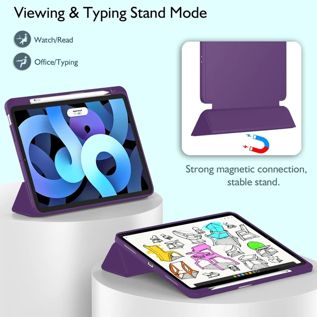 Alt view image 5 of 5 - ZryXal iPad Air 11 Inch Case M4 2026/ M3 (2025)/ M2 (2024), iPad Air 5th (2022)/ 4th Generation (2020) 10.9 Inch - Smart Cover with Pencil Holder and Soft TPU Back, Auto Wake/Sleep(Dark Purple)