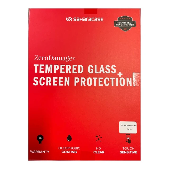 Alt view image 2 of 3 - SaharaCase - ZeroDamage Tempered Glass Screen Protector for Apple iPad 10.2" (7th, 8th, 9th Generation 2019-2021) - Anti Scratch/Fingerprint Full Coverage Bubble Free 9H Hardness - Clear