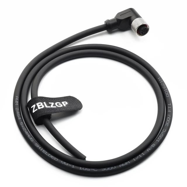 Alt view image 2 of 5 - ZBLZGP M12 5-Pin Female A-Code Right Angle Pigtail Cable, 5m (16.4ft) 24 AWG Shielded Sensor Actuator Cord, IP67 Industrial Signal Wire for PLC and Factory Automation