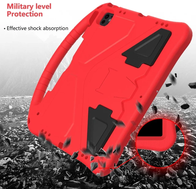 Alt view image 4 of 5 - UUcovers Kids Case for iPad Air 13 inch M4/M3/M2 (2026/2025/2024) with Pencil Holder/Shockproof Handle/Kickstand/Slim Lightweight Soft EVA Foam Folio Stand Tablet Protective Girls Boys Cover, Red