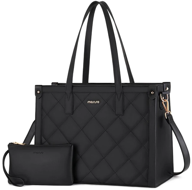Main image of MOSISO Laptop Tote Bag for Women, 15.6 inch PU Leather Work Bag