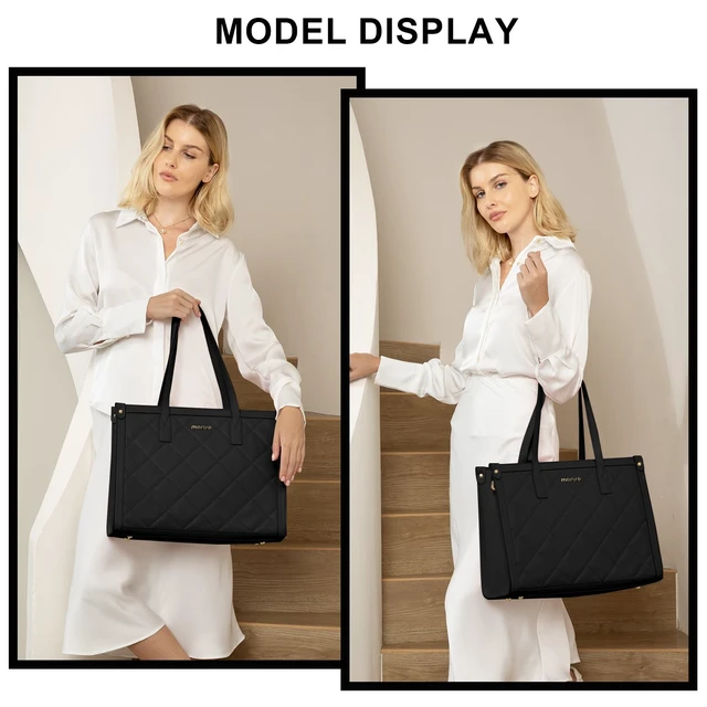 Alt view image 2 of 5 - MOSISO Laptop Tote Bag for Women, 15.6 inch PU Leather Work Bag