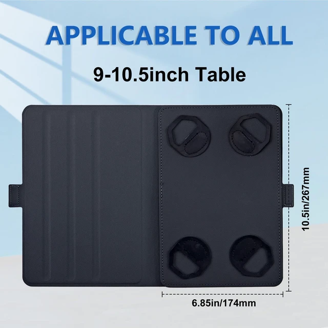 Alt view image 2 of 5 - Universal Tablet Case 10.1 Inch Android Tablet Cover 360-Degree Rotation Viewing Stand Folio PU Leather Covers for All Kinds of 9-10.5 Inch Android/iOS/Windows Tablets Cases,Black Red Mushrooms