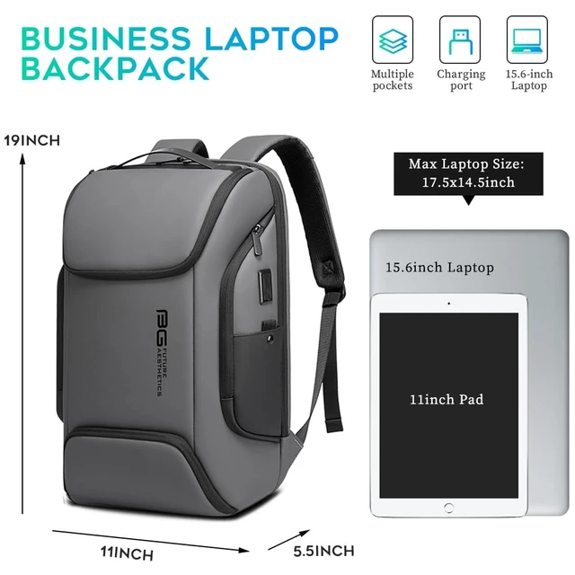 Alt view image 2 of 5 - FUTURE AESTHEICS Business Laptop Smart Backpack Can Hold 15.6 Inch Laptop Commute Backpack Carry on bag for men and women (Grey)