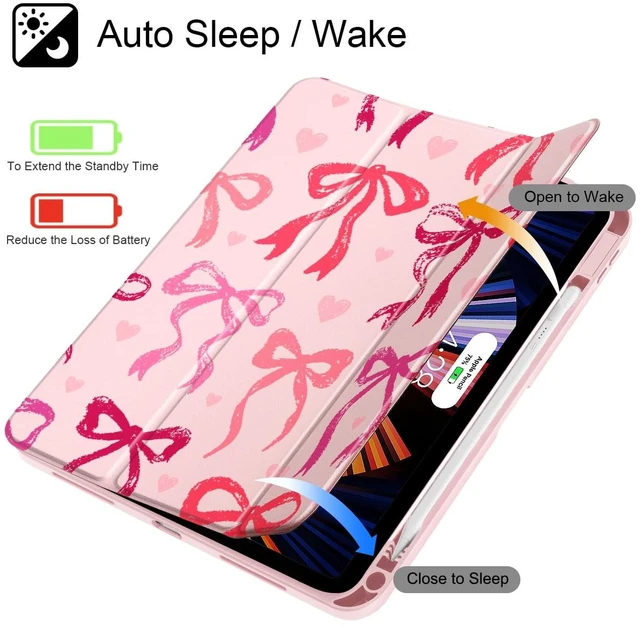Alt view image 3 of 5 - May Chen for iPad (A16) 11th Generation Case 11 Inch 2025, iPad 10th Gen Case 2022 10.9 inch, Built-in Pencil Holder with Shockproof Cover Clear Transparent Back Shell Auto Wake/Sleep, Bow Ribbon