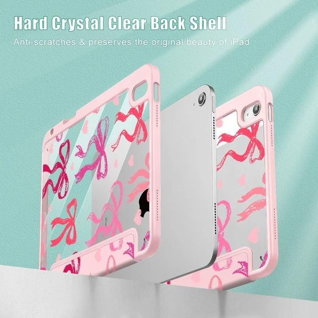 Alt view image 4 of 5 - May Chen for iPad (A16) 11th Generation Case 11 Inch 2025, iPad 10th Gen Case 2022 10.9 inch, Built-in Pencil Holder with Shockproof Cover Clear Transparent Back Shell Auto Wake/Sleep, Bow Ribbon