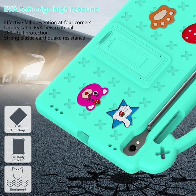 Alt view image 5 of 5 - YRH Case for Samsung Galaxy Tab S10 Lite/Tab S10 FE/S9 FE 10.9'', with Handle Stand, Kids EVA Shockproof Cover, Green