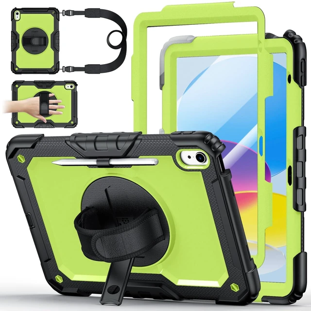 Main image of Case for iPad (A16) 11th Generation 11 Inch (2025), Ubearkk for iPad 10th Generation 10.9 inch 2022 case with Screen Protector, 360 Degree Rotating Stand/Adjustable Shoulder Strap/Pencil Holder, Green