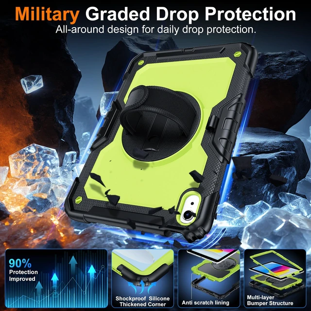 Alt view image 4 of 5 - Case for iPad (A16) 11th Generation 11 Inch (2025), Ubearkk for iPad 10th Generation 10.9 inch 2022 case with Screen Protector, 360 Degree Rotating Stand/Adjustable Shoulder Strap/Pencil Holder, Green