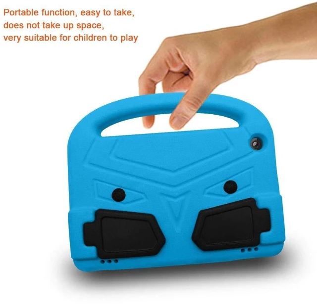 Alt view image 4 of 5 - Kids Case for Kindle Fire HD 8 Tablet Kids Case 8th/ 7th/ 6th Generation (2018/2017/2016) 8 inch with Handle/Kickstand, UUcovers Stand Lightweight Shockproof EVA Foam Girls Boys Cover, Blue
