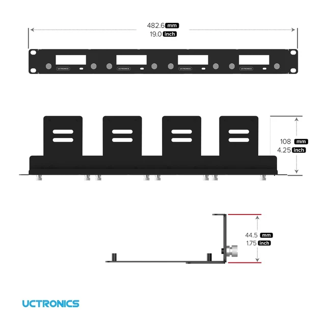 Alt view image 5 of 5 - UCTRONICS 1U Rack Mount for Raspberry Pi 5, 19" Server Rack with 4 PCIe to M.2 NVME SSD Adapters, Support Up to 4 Pi 5