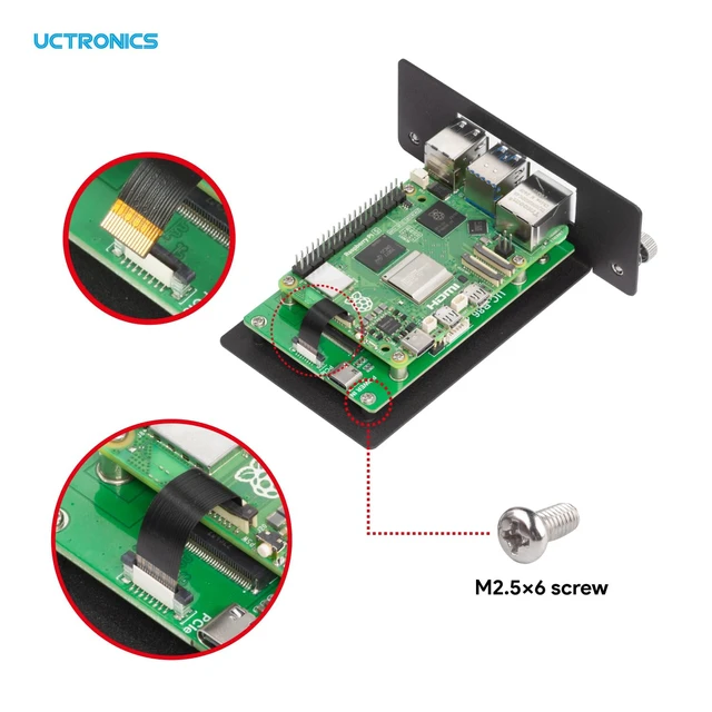 Alt view image 3 of 5 - UCTRONICS 1U Rack Mount for Raspberry Pi 5, 19" Server Rack with 4 PCIe to M.2 NVME SSD Adapters, Support Up to 4 Pi 5