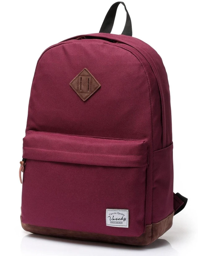 Main image of VASCHY Unisex Classic Lightweight Water-resistant Campus School Backpack for Women Travel BackPack Burgundy Fits 15.6Inch Laptop