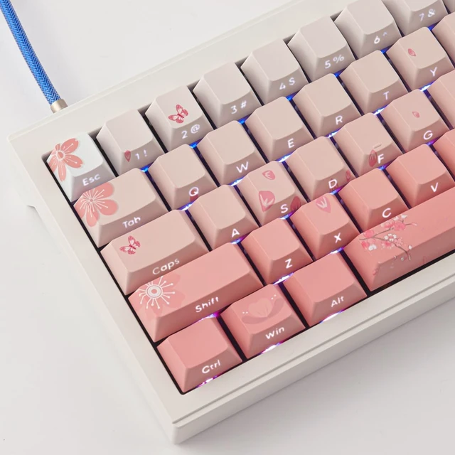 Alt view image 3 of 5 - Tsungup PBT Keycaps Cherry Blossom Keycap Set - Custom Pink Sakura Keycaps