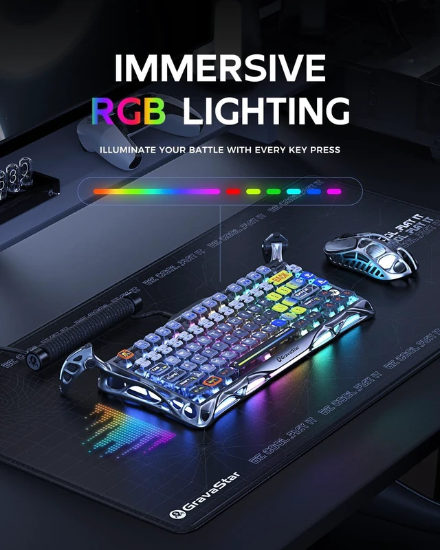 Alt view image 4 of 5 - GravaStar Mercury K1 Pro 75% Wireless Mechanical Gaming Keyboard, Hot-Swap