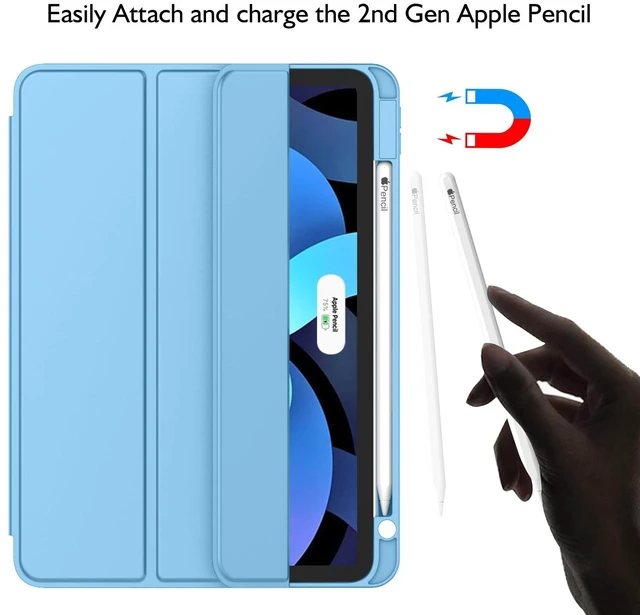 Alt view image 2 of 5 - ZryXal iPad Air 11 Inch Case M4 2026/ M3 (2025)/ M2 (2024), iPad Air 5th (2022)/ 4th Generation (2020) 10.9 Inch - Smart Cover with Pencil Holder and Soft TPU Back, Auto Wake/Sleep(Azure Blue)